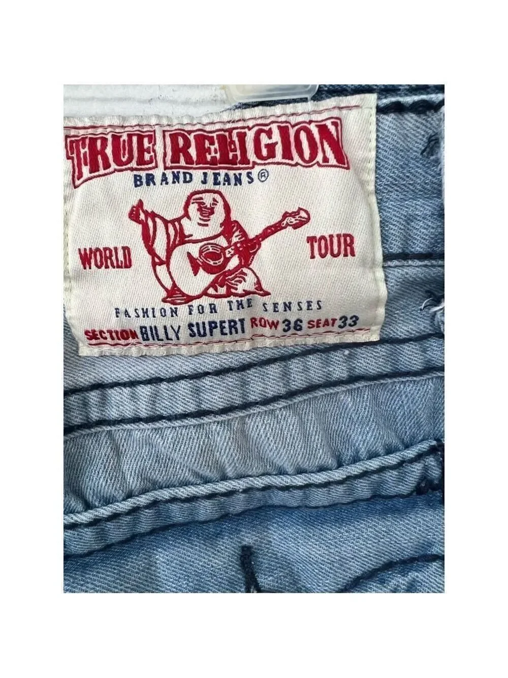TRUE RELIGION BILLY SUPERT ROW 36 SEAT 33  VINTAGE Made in USA